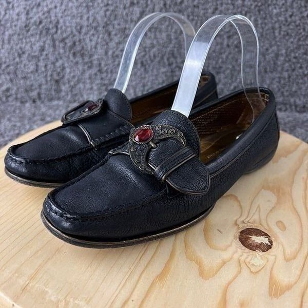 Donald J Pliner Driving Loafer Women 7 Black Leather Made the Mountains of Italy