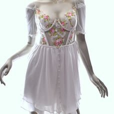 For Love and Lemons Trellis Embroidered Floral Bustier Mini Dress White SZ M