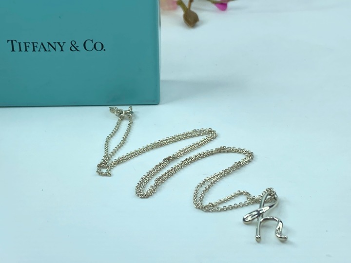 Tiffany & Co. sterling Silver XL Alphabet Letter h Necklace 24.0 JR344