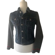 D & G Dolce & Gabbana Cropped Denim Jacket Fleece Sleeves Y2K Size S