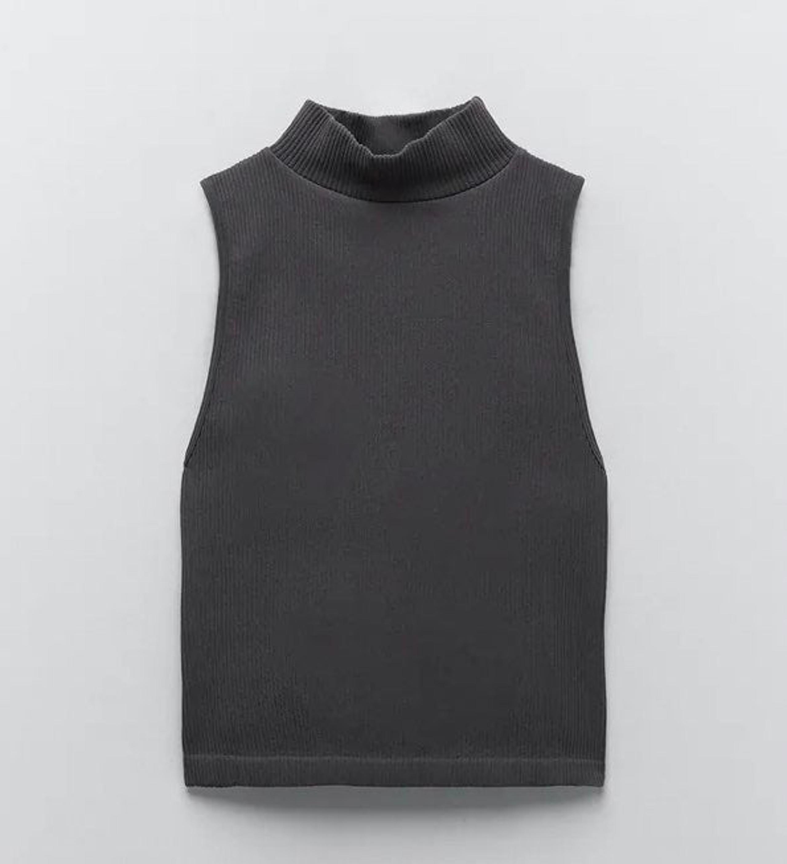 Zara grey halter cropped tank top size S