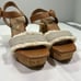 Bernardo Reagan Frayed Canvas & Leather Platform Sandals with Cork Block Heel 9