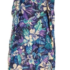 Vintage Dana Buchman Skirt Blue Purple 100% Silk Hawaiian Style Wraparound Sz 12