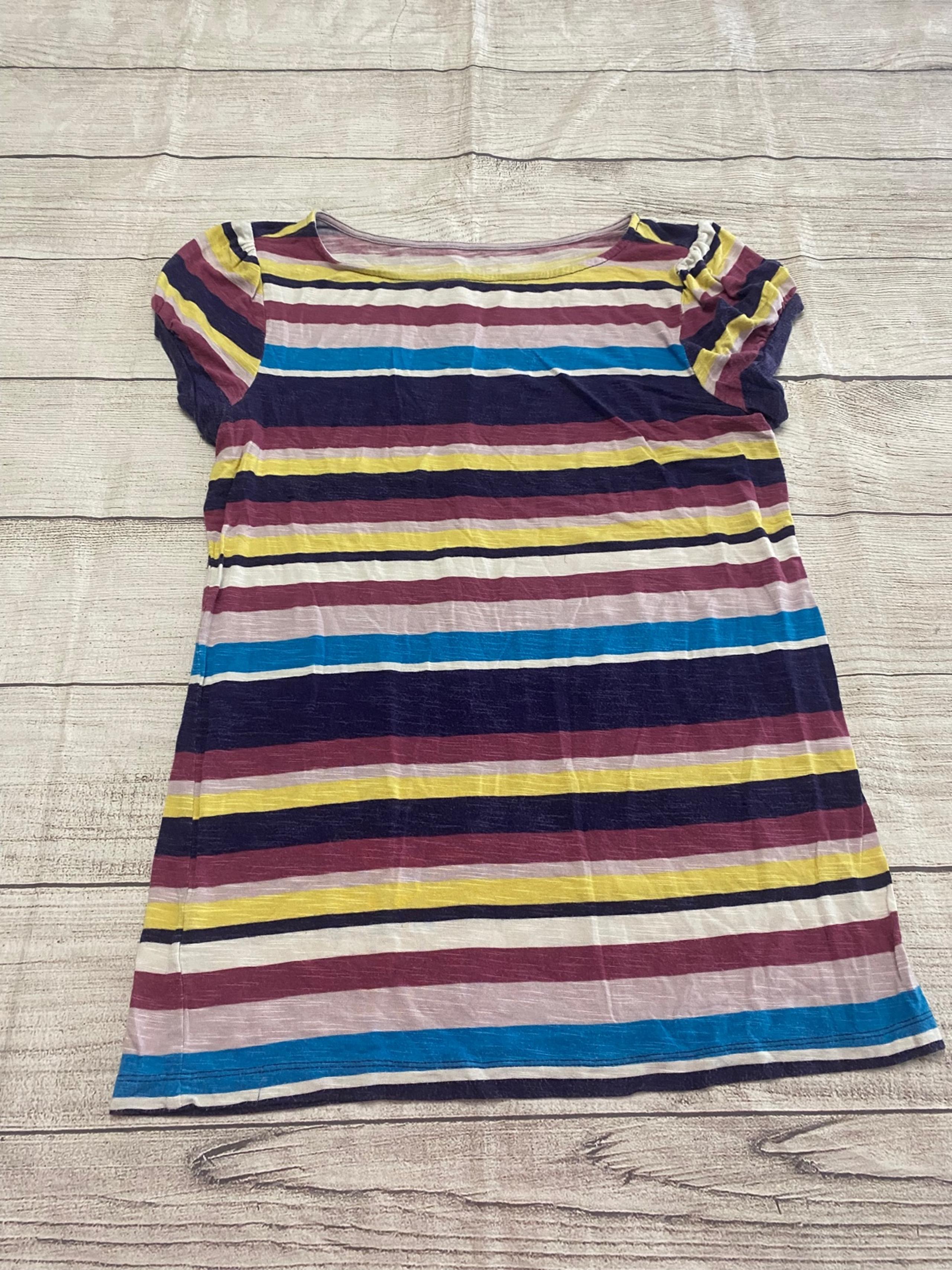 Loft Outlet Womens Multicolor Striped Short Sleeve Blouse Top Sz Small.