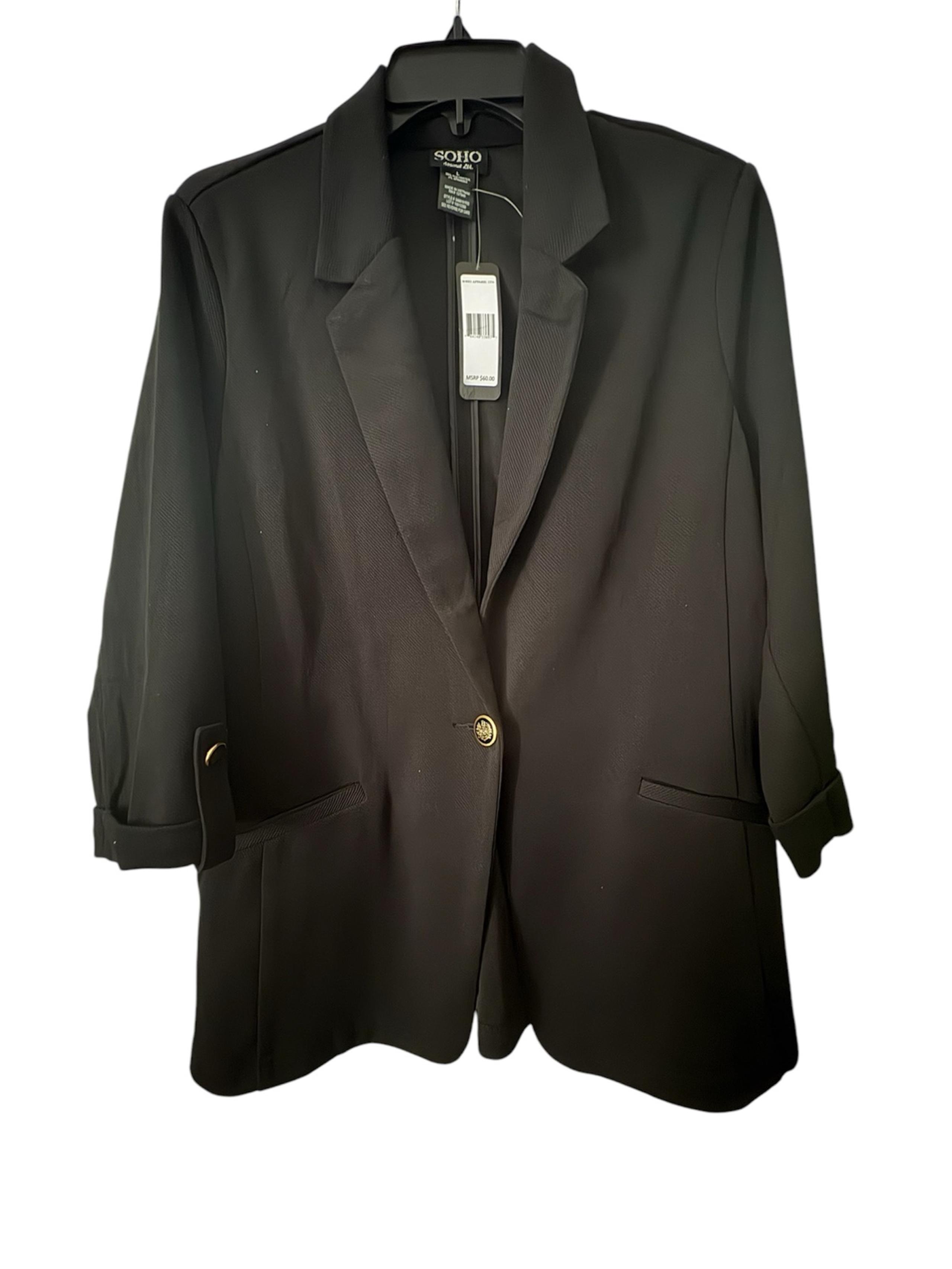 NWT Soft Black Blazer With Gold & Black Buttons