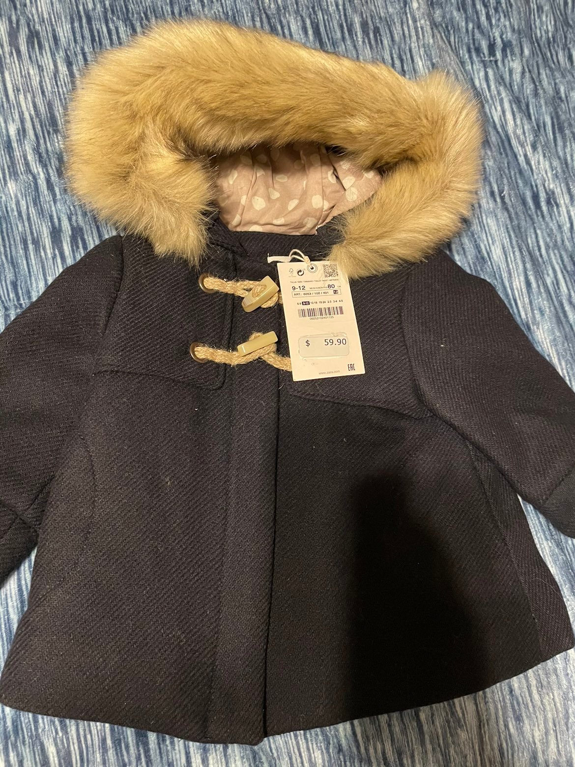 zara new coat sz9-12 m