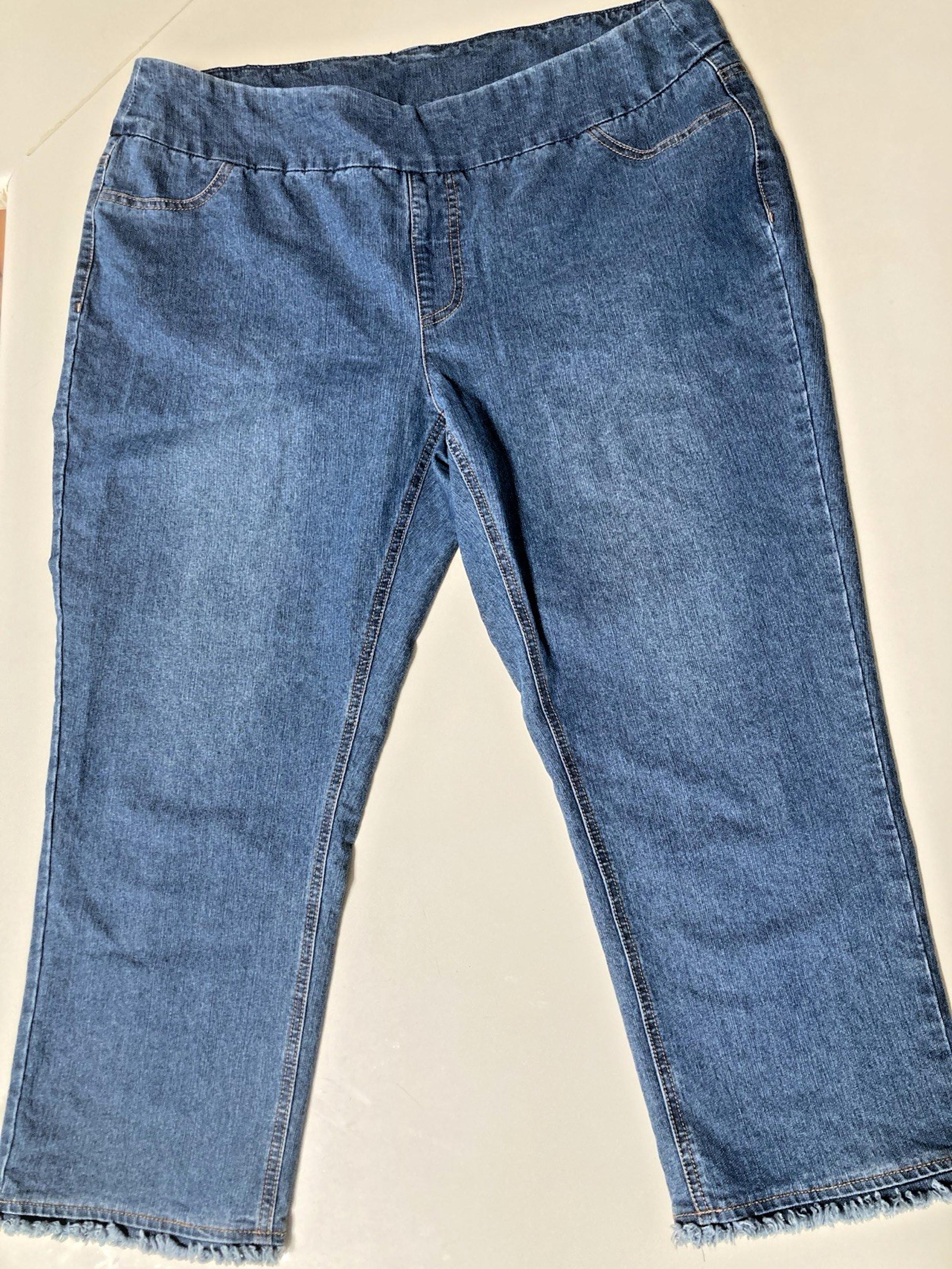 Soft Surroundings Capri Denim Pull On Raw Hem Size 1X