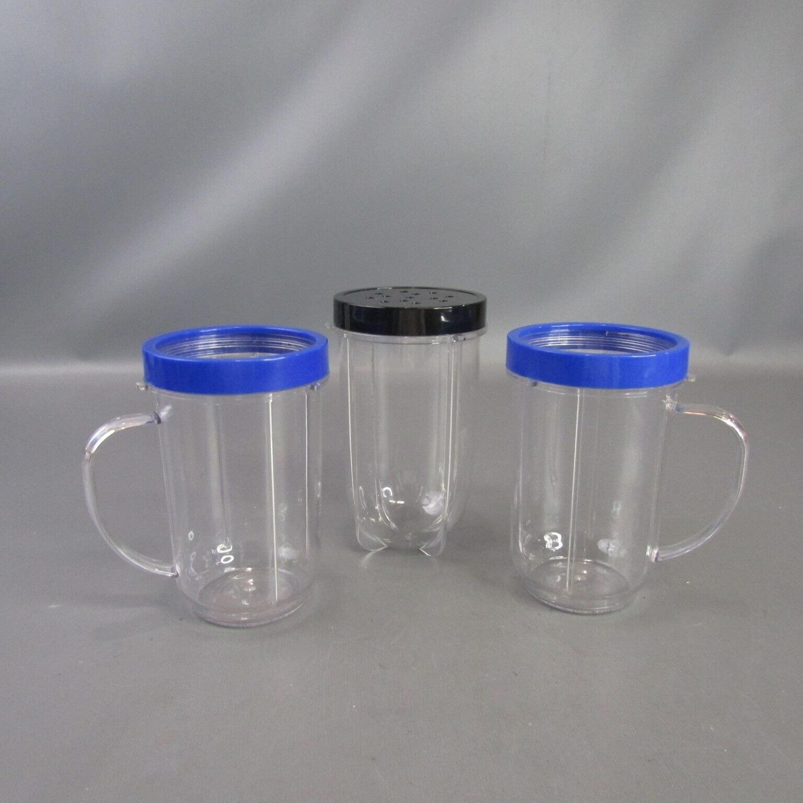 Magic Bullet Blender Cup Lot Smoothie Cups Clear Plastic 6" Set