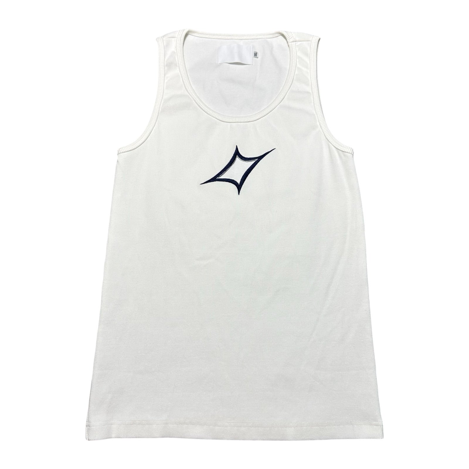 Vinn Patararin Iconic White Ribbed Tank with Cut Out Detail, XL