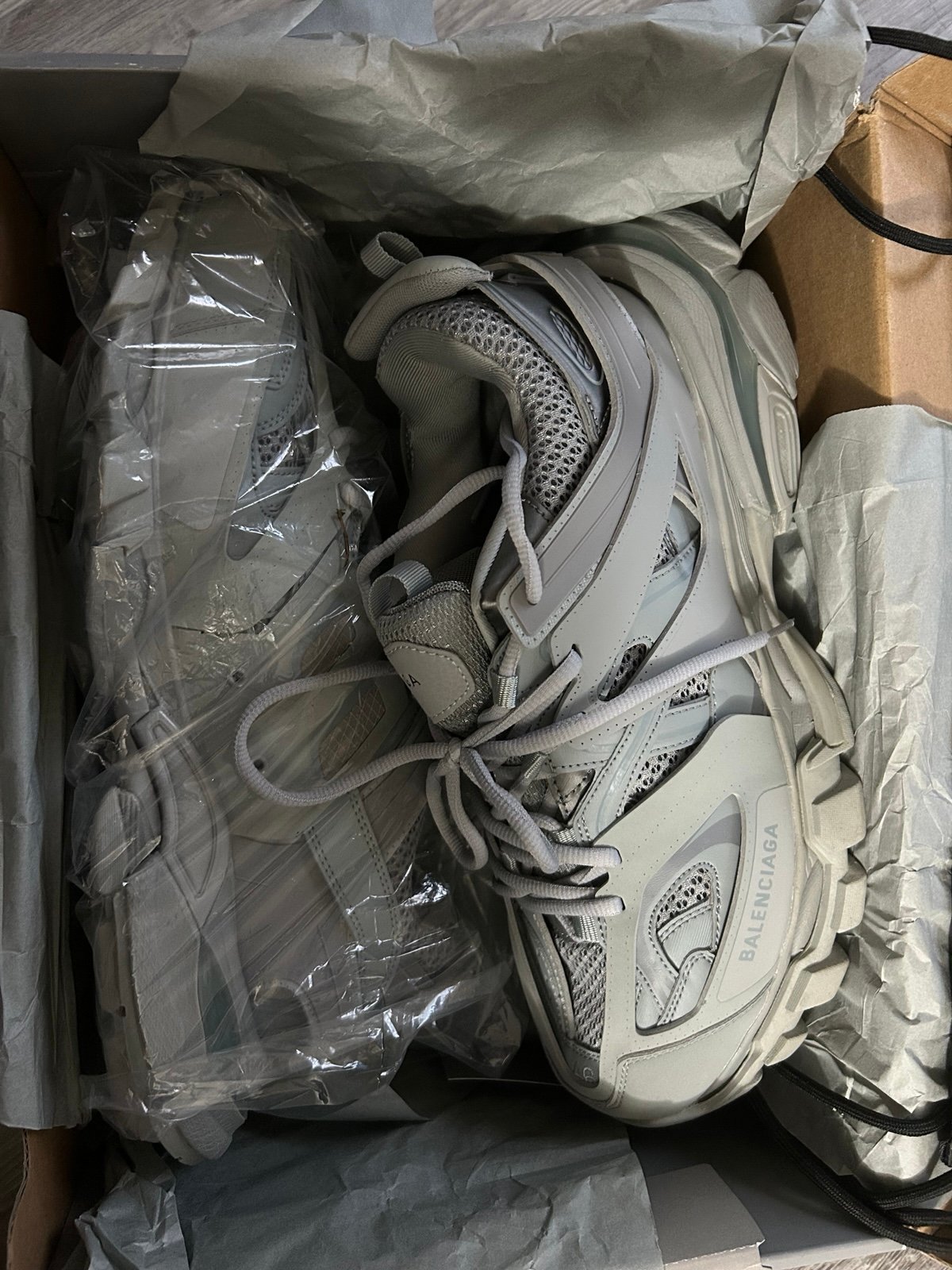Grey Balenciaga track runners