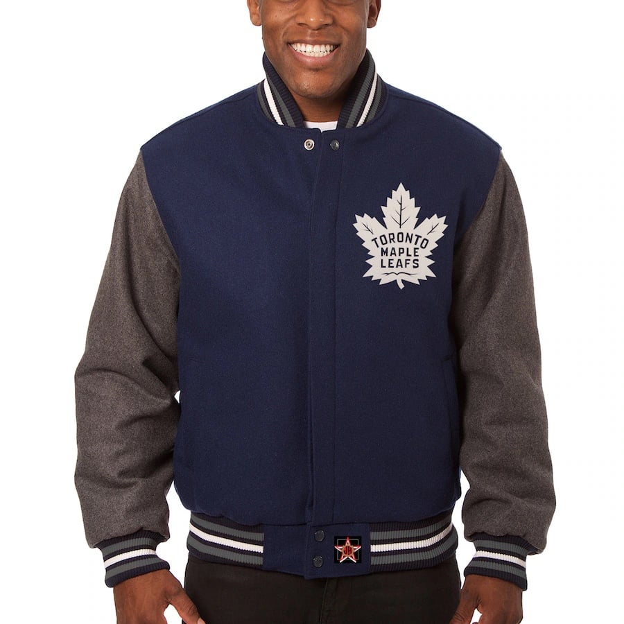 Toronto Maple Leafs JH Design Navy/Gray Two-Tone All Wool Jacket
