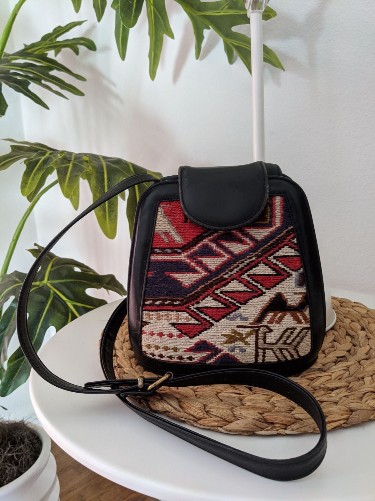 Kilim Art Leather Stitched Purse - Made