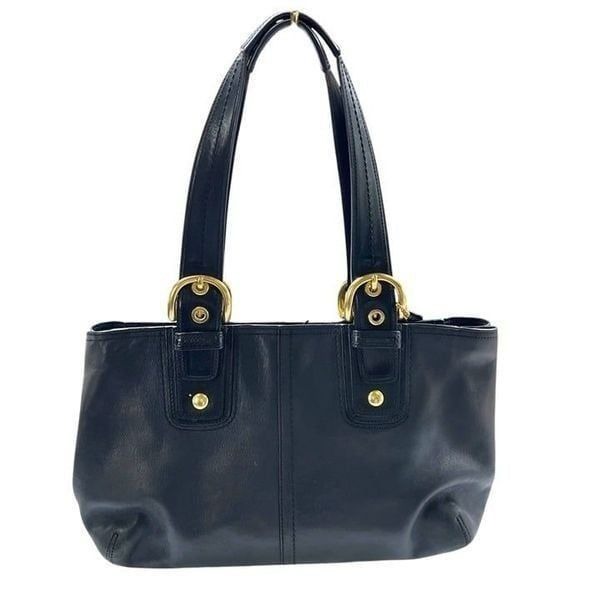 Vintage Coach Zip Top Double Handle Soho Satchel Black Leather F11844
