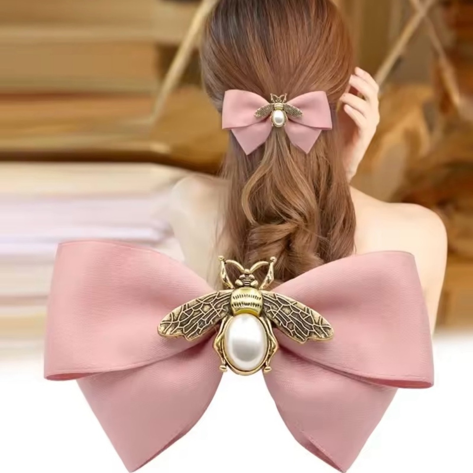 Pink Bow Bee Hair Clip Hair pin