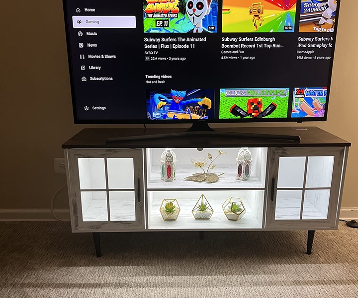 NEW Modern LED TV Stand for 55 inch TVs w/ Storage and 2 USB Power Outlet