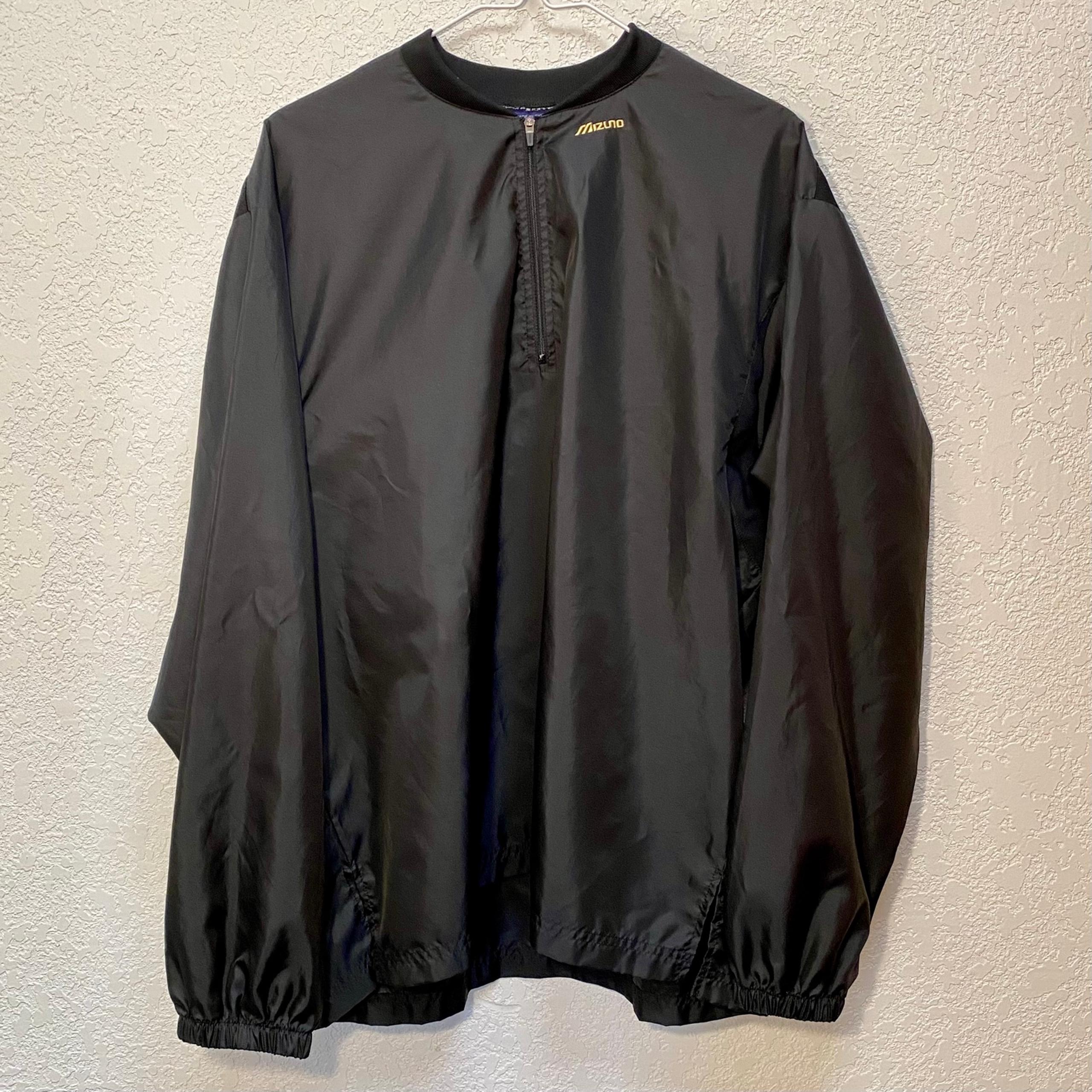 Mizuno Pullover Men’s Medium Black 1/4 Zip Windbreaker Long Sleeve Shirt Jacket