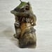 Vintage Wood N Max 1977 Candle Bearded Old Man Green Hat Smoking Pipe 6.5” Waxed