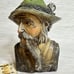 Vintage Wood N Max 1977 Candle Bearded Old Man Green Hat Smoking Pipe 6.5” Waxed