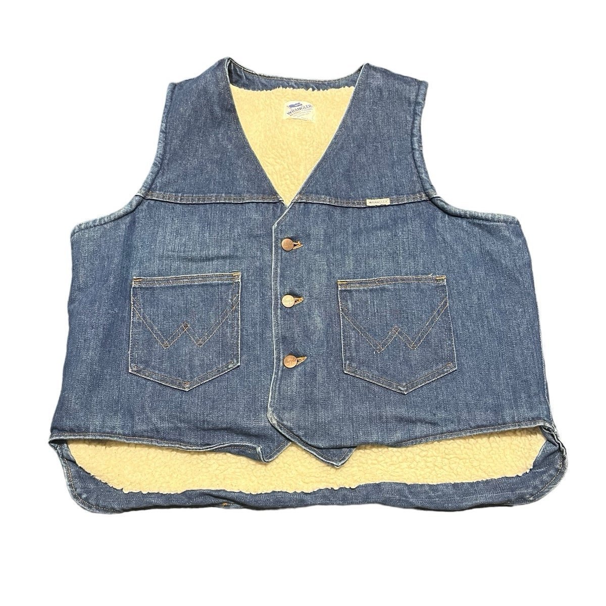 Vintage Wrangler No Fault Denim Sherpa Lined Vest Sanfor-Set USA large
