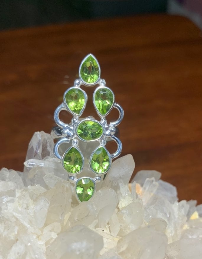Solid sterling Victorian Peridot Ring