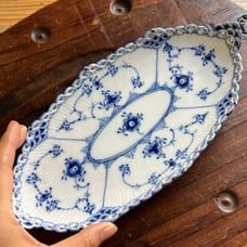 Super RARE find! Vintage Royal Copenhagen Blue Fluted Full Lace Oval dish plate