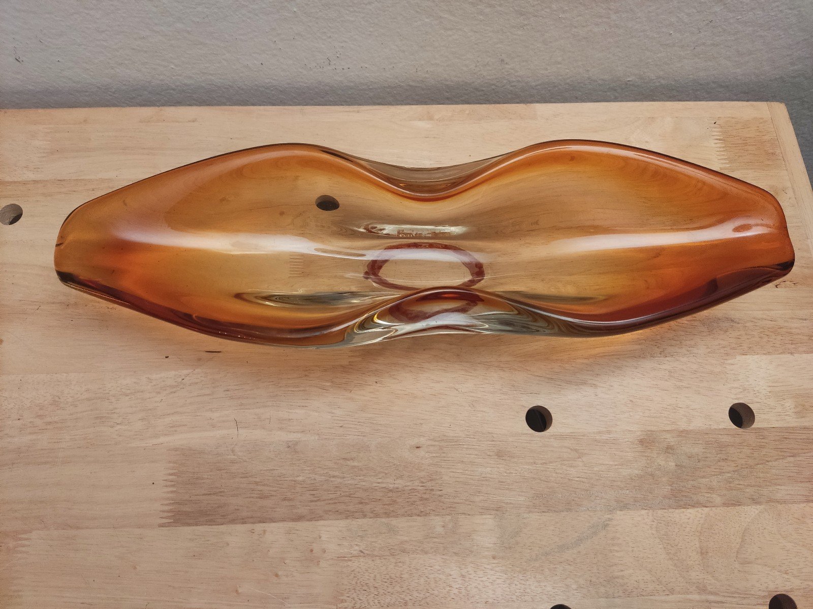 Vintage Murano Art Heavy Glass Yellow -braun Ashtray Dish