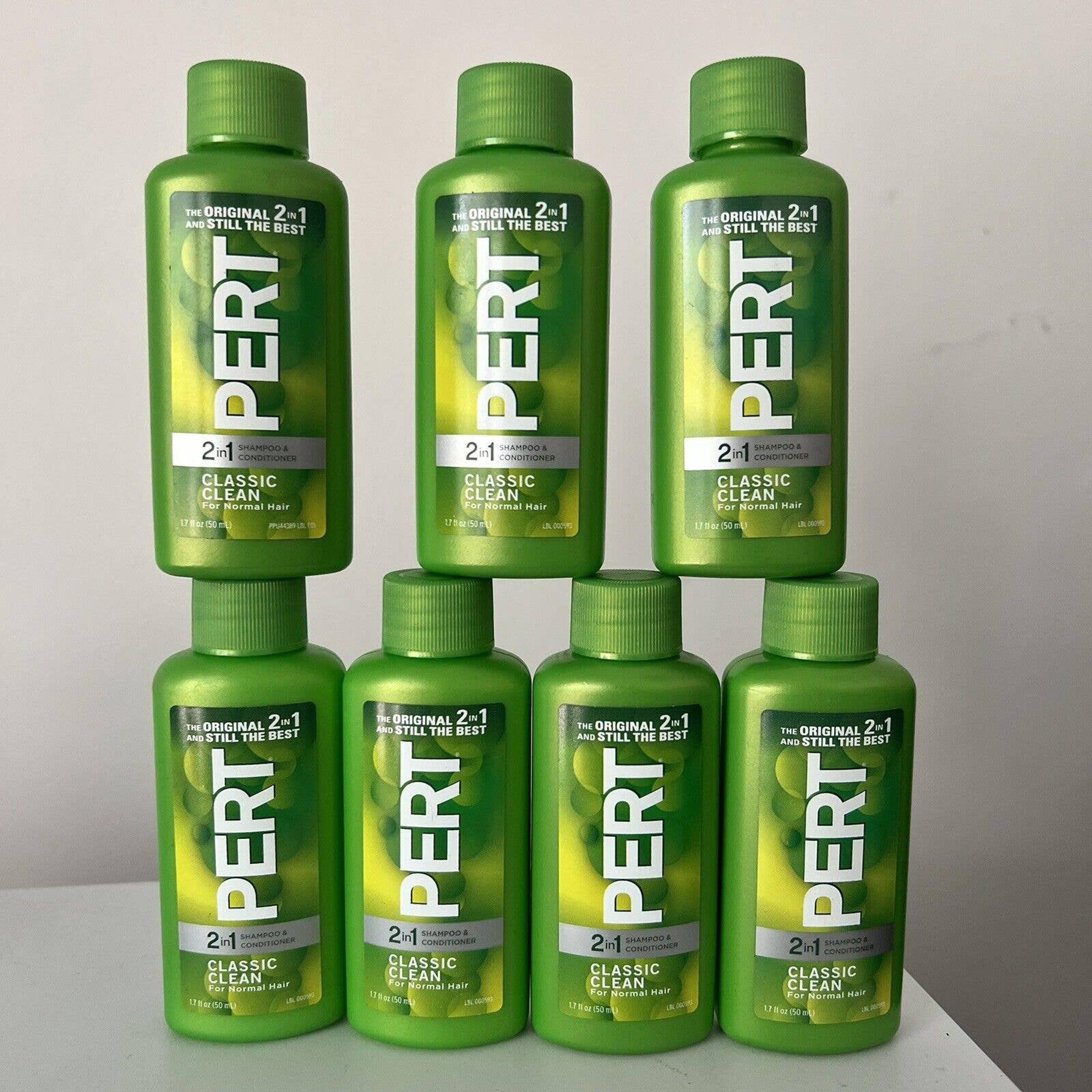 Lot of 7 Pert Classic Clean 2-in-1 Shampoon & Conditioner 1.7 fl oz Travel Mini