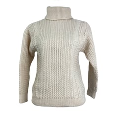 Kilspindie Vintage Irish Wool Blend Turtleneck Cable Knit Sweater 36
