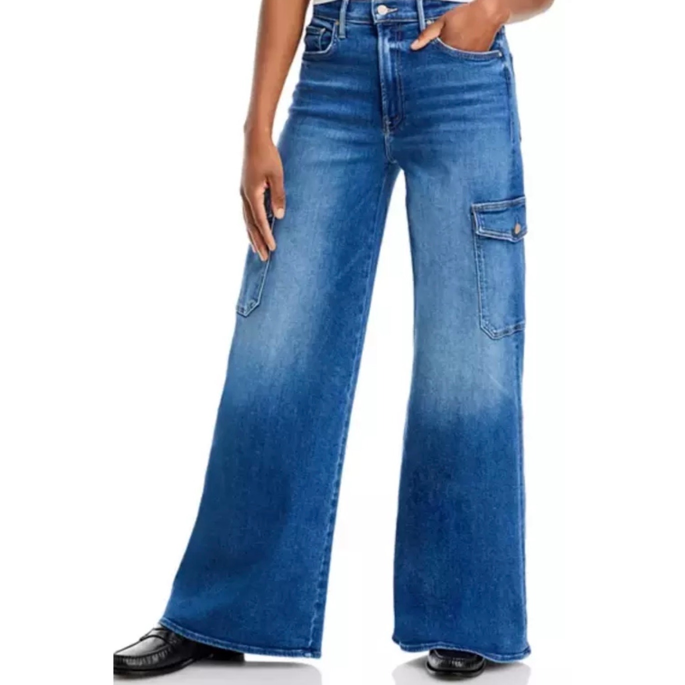 MOTHER the undercover cargo sneak high rise wide leg denim jeans women's size 29