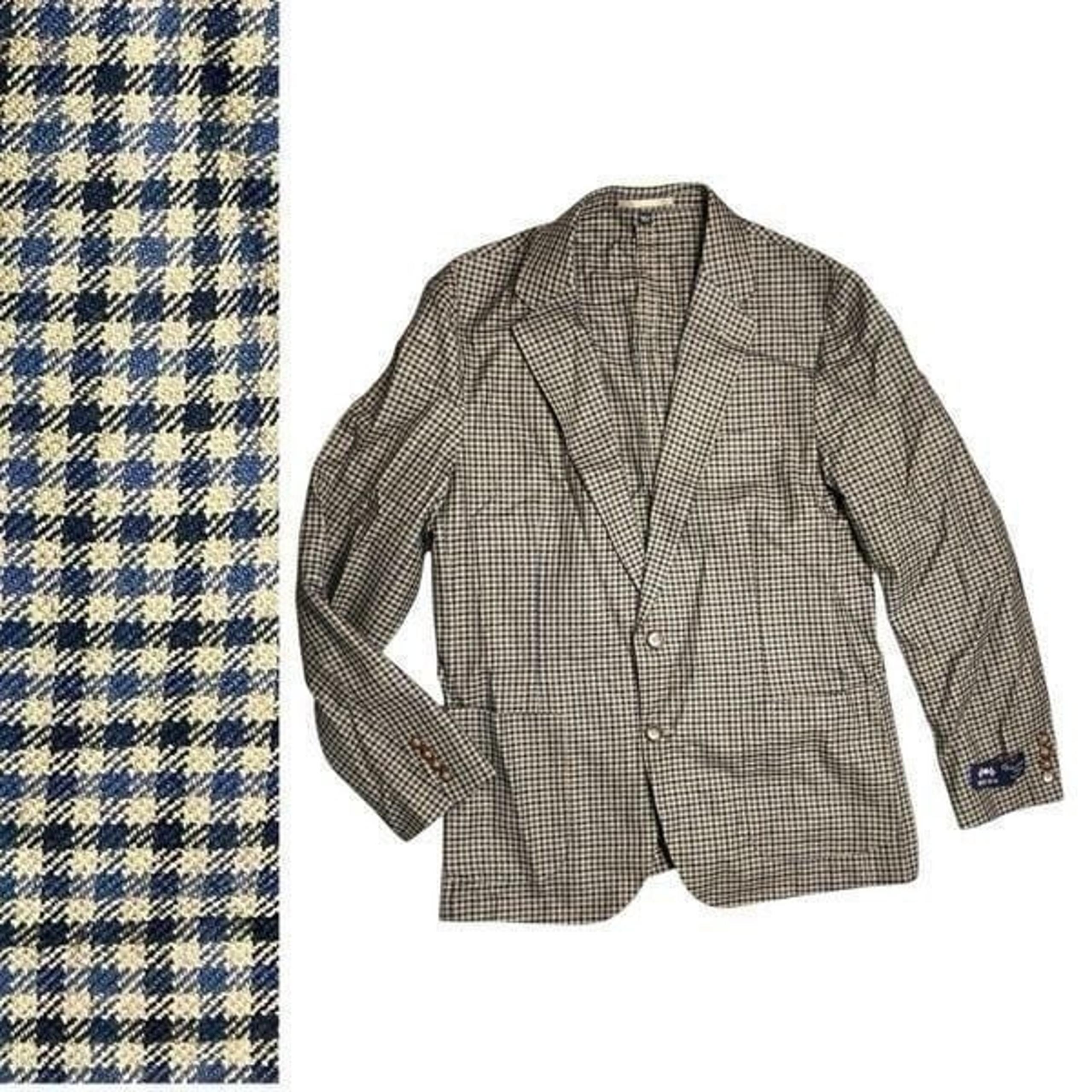 J Crew Blazer 42R Beige Check Wool Blend Ludlow Slim Unstructured Patch Moon