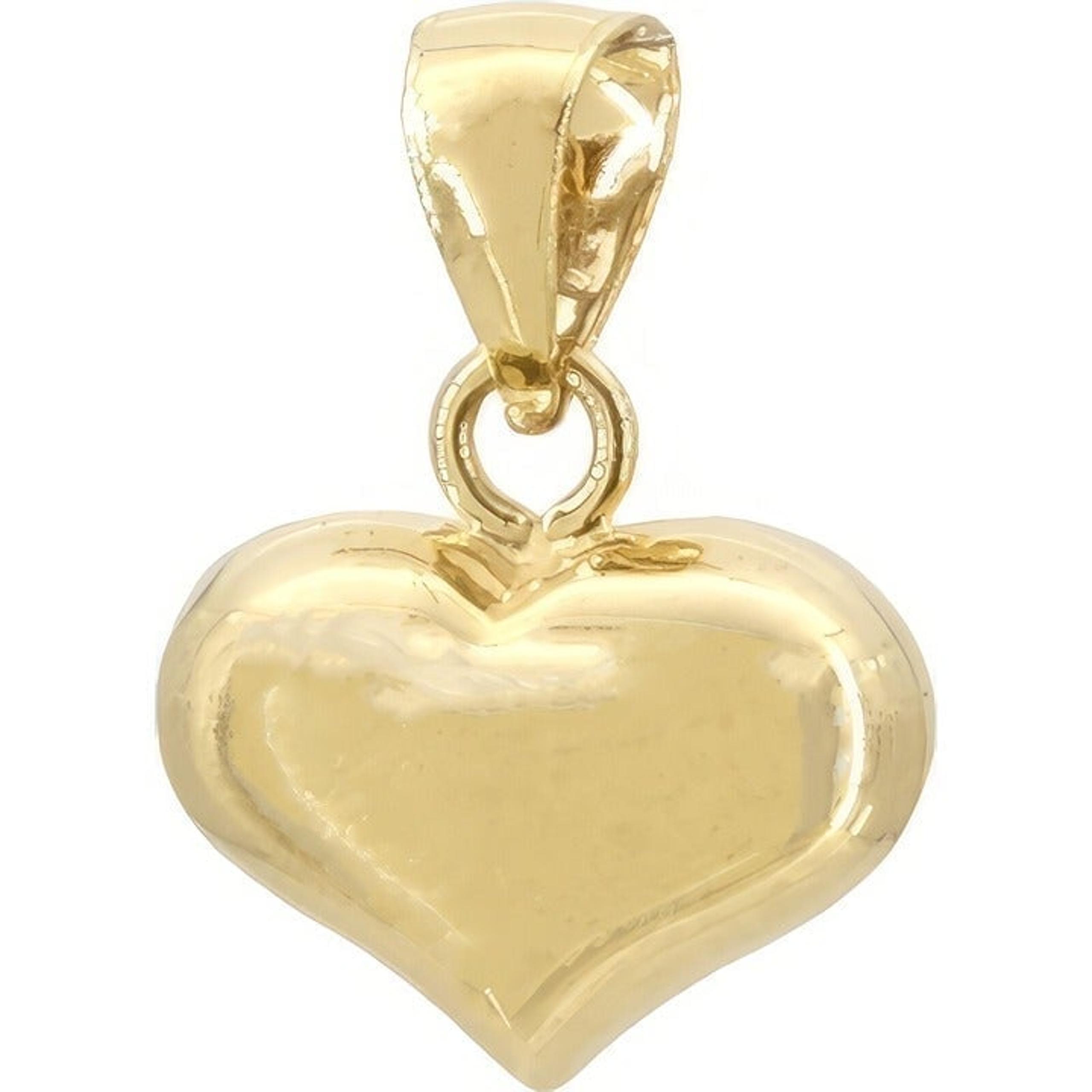 14k Yellow Gold Puffed Heart Love Charm Pendant