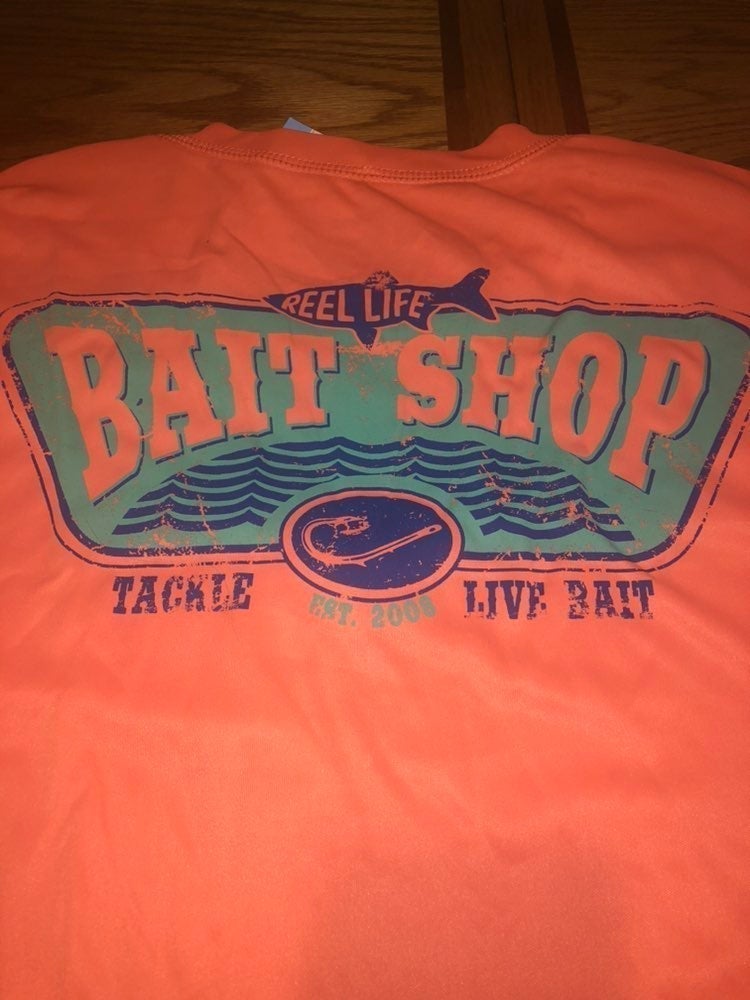 Orange Fish Swim Shirt Large Bait Shop Large Long Sleeve Rash Guard Shirt
