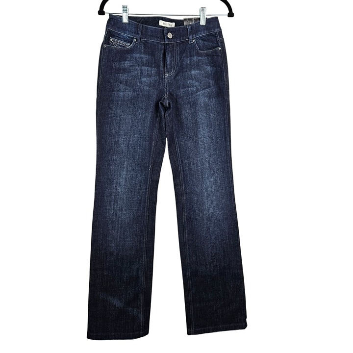 White House Black Market Womens Blanc 2R Universal Fit Bootcut Blue Jeans Classy