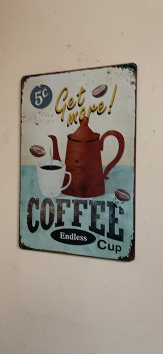 Get More Coffee Cup Metal Tin sign (12x8 Inch) - Retro Tin Sign for Kitchen