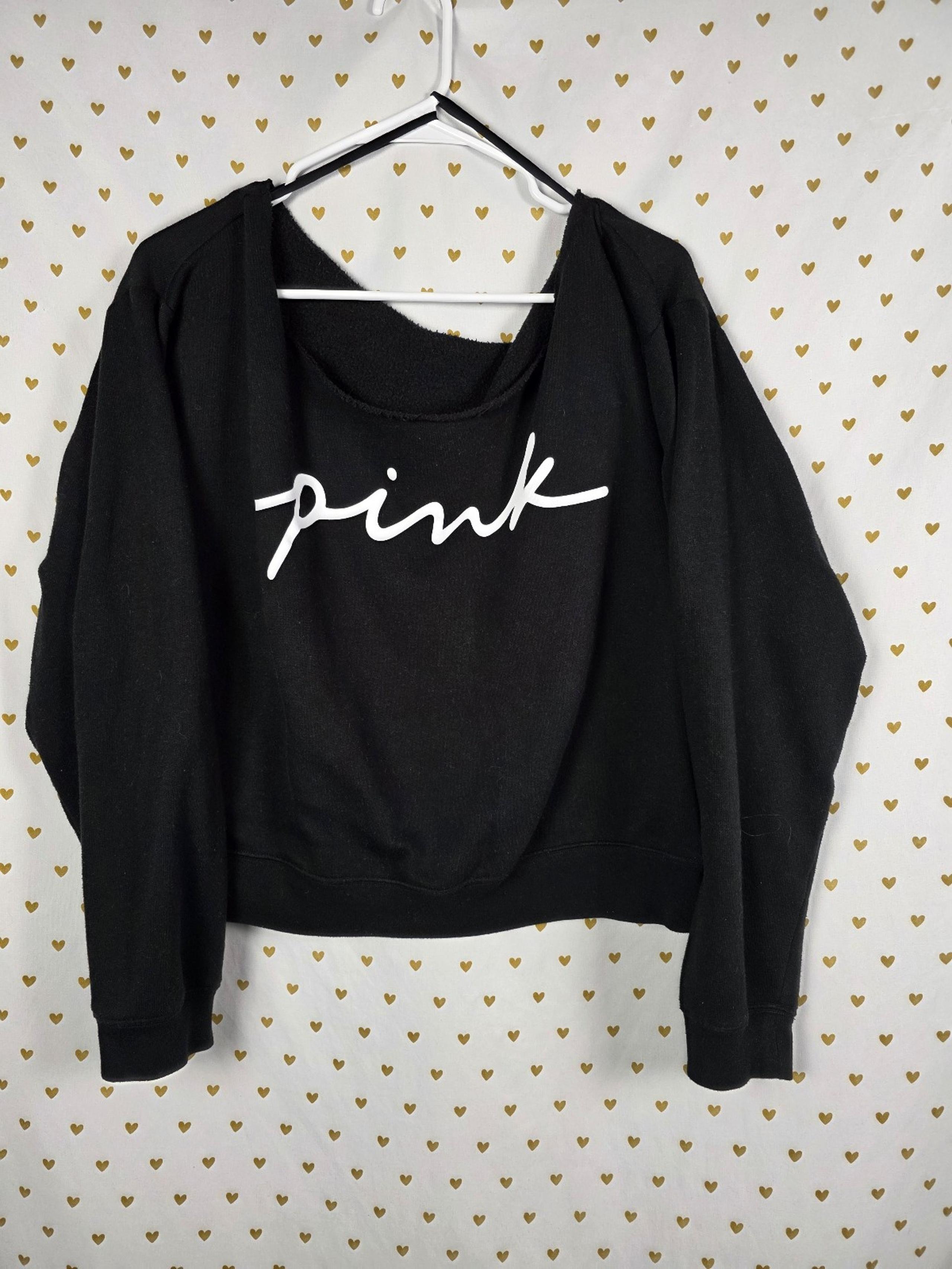 Victorias secret pink off shoulder slouchy sweater large black