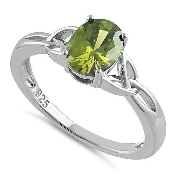 Charmed Oval Peridot Ring Womens Casual Formal Sterling Silver Jewelry Size 8