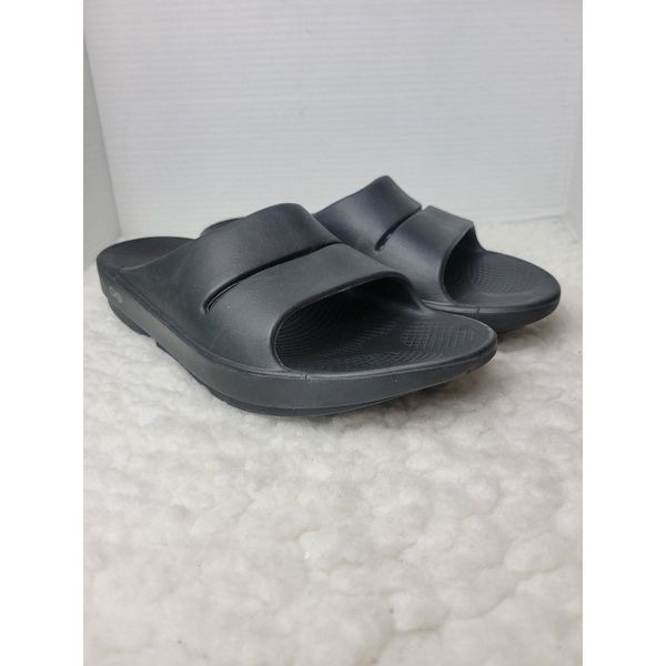 OOFOS Recovery Womens Sandals Slides Size 10 Black Comfort Cushion