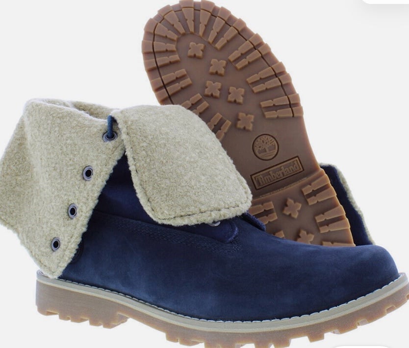Timberland 6” Waterproof Shearling Roll Top Medium Blue Nubuck Boots
