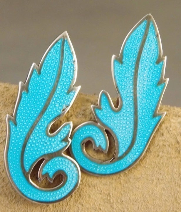 Vintage Margot de Taxco by MIGUEL ARIAS Sterling Enamel Screw Back Earrings