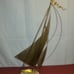 Vintage Brass Sailboat Nautical Art Sculpture Signed Marble Natural Stone Base