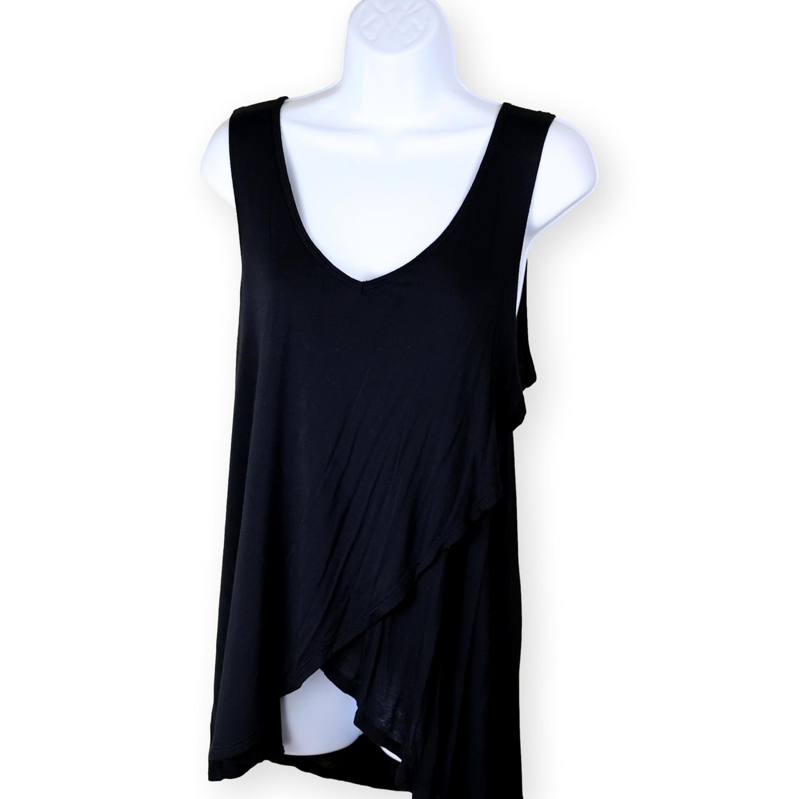 Anthropologie t.la Black Chevron V-neck  Mix Media Tank M NWT