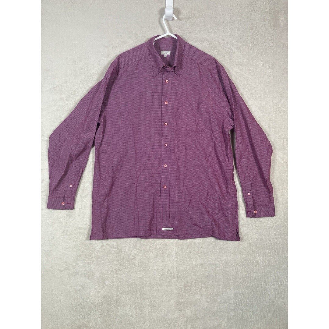 Ted Baker Mens Shirt Size 3 Long Sleeve Button Down Red London