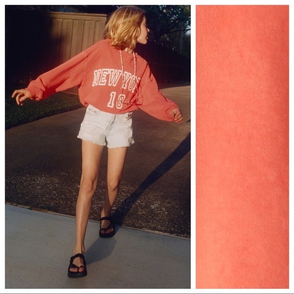 NWT. Zara Kids Acid Wash Slogan Cropped Sweatshirt. Size 13-14.
