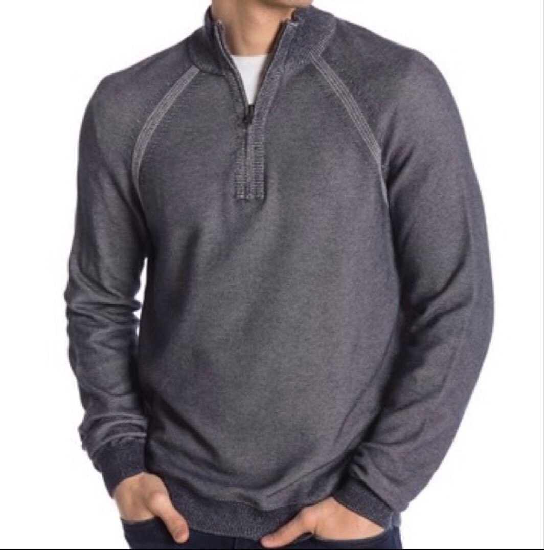 Tailor Vintage Reversible 1/4 Zip Knit Pullover Sweater Sz. M