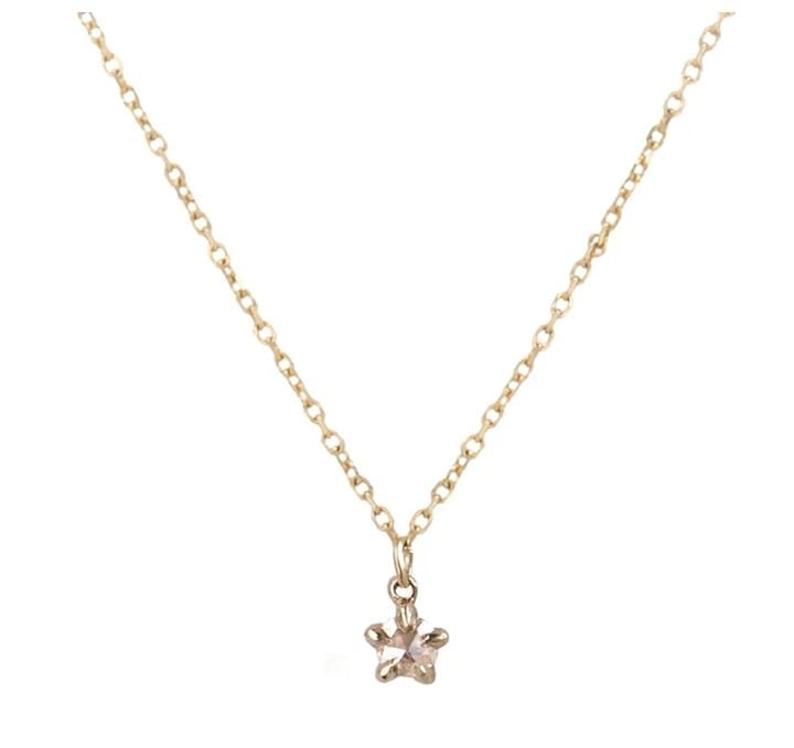 Laurie Fleming Rose Cut Diamond Moondew Necklace 14k Rose Gold