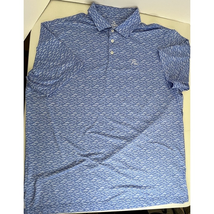 RHOBACK-Mens Performance Golf Polo-XXL-Light Blue The Stache Mustache Logo