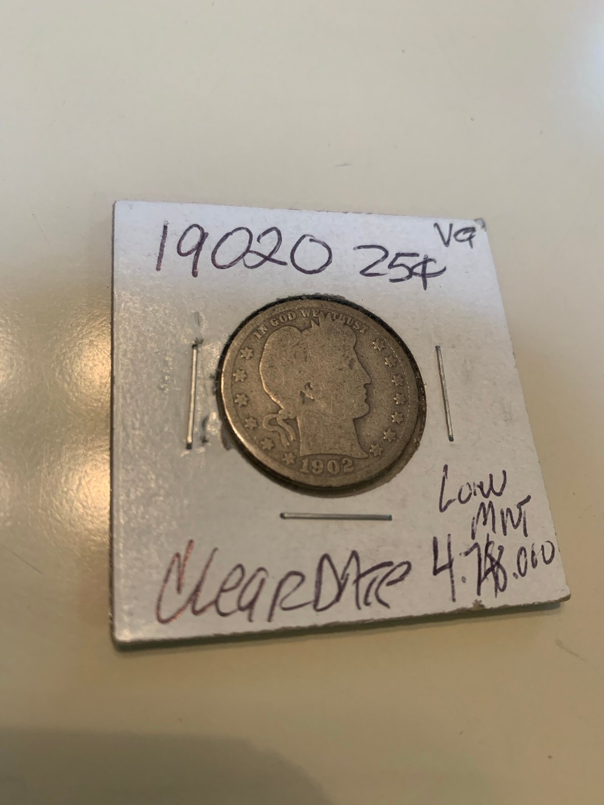 US 1902 O silver, barber, quarter mage collectors item