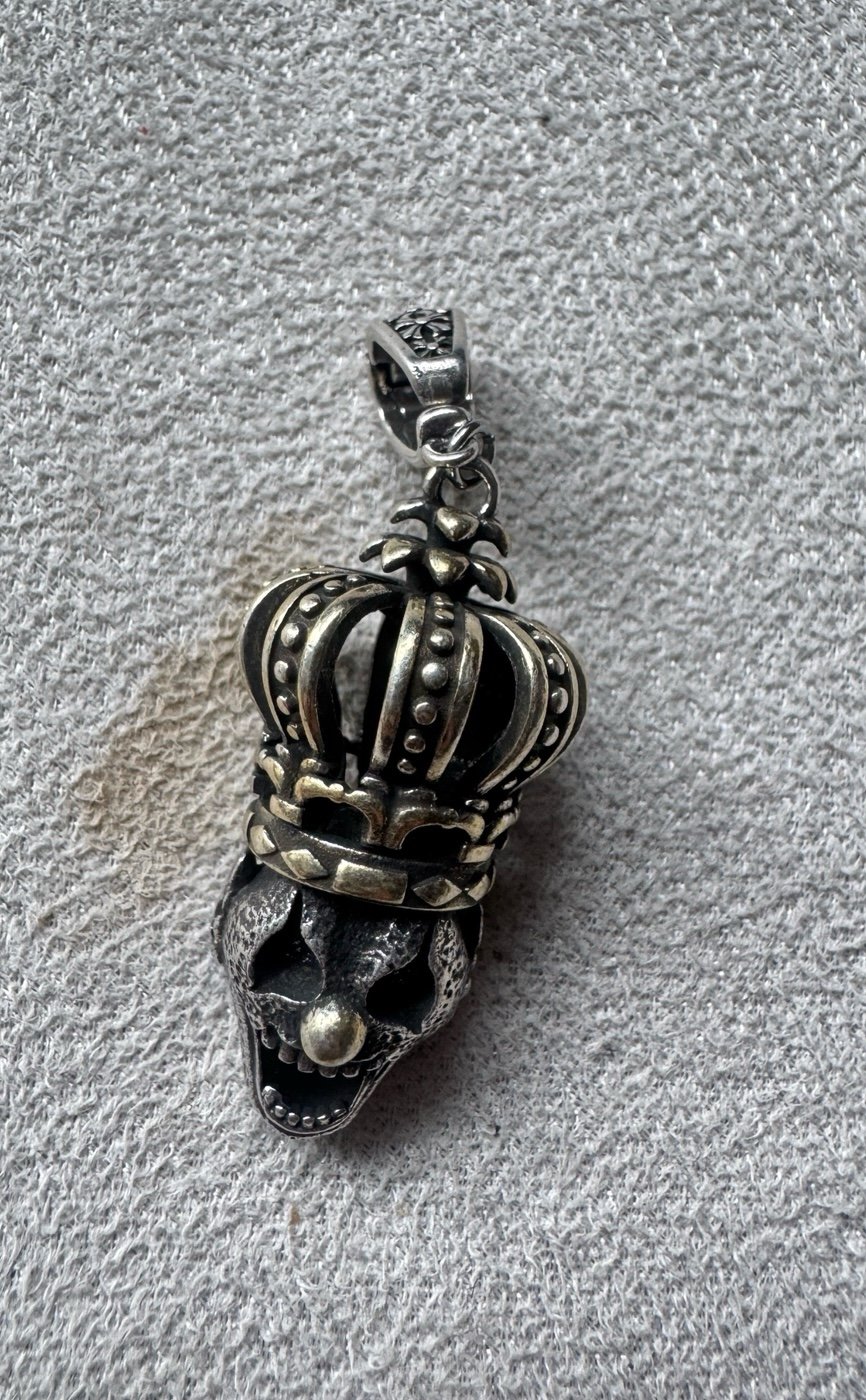S925 Skull Crown Clown Pendant