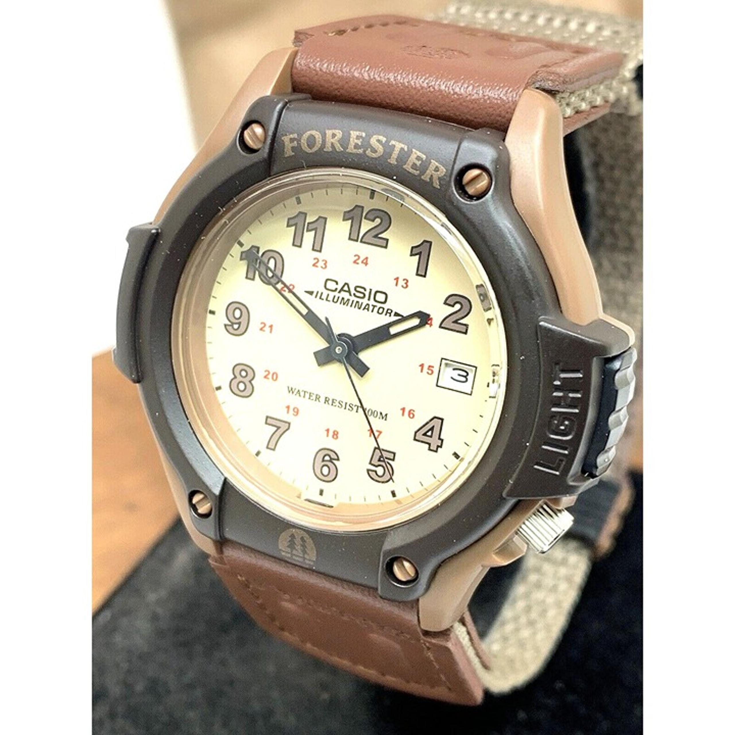 Casio Men's Watch FT500W Illuminator Quartz Analog Brown Leather Nylon 5405
