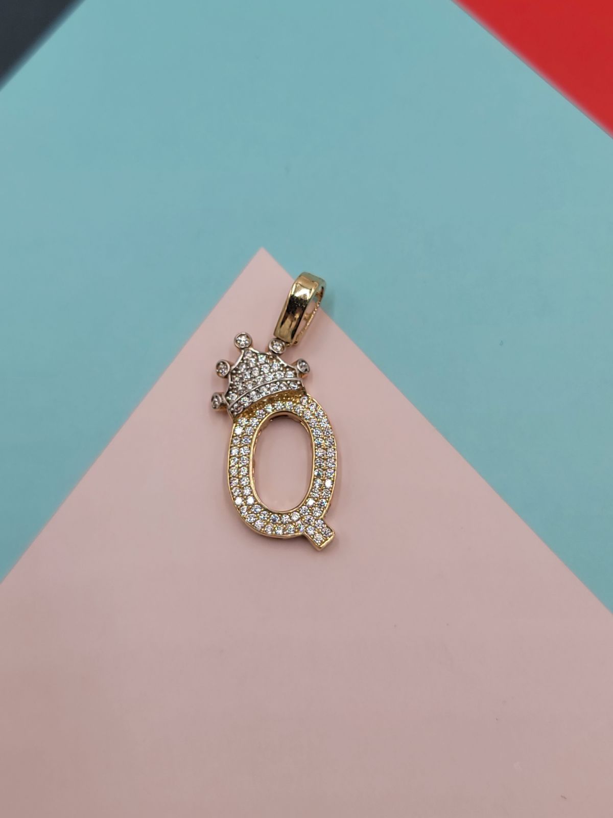 Solid 14k Gold Q initial pendant